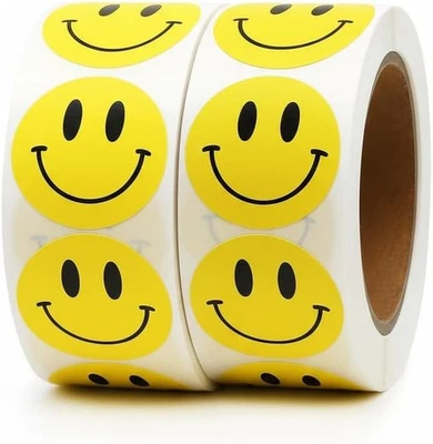 IBAKE 1000PCS Yellow Smiley Face Stickers 1 Inch – Bulk Happy 1 Inch, Multicolor