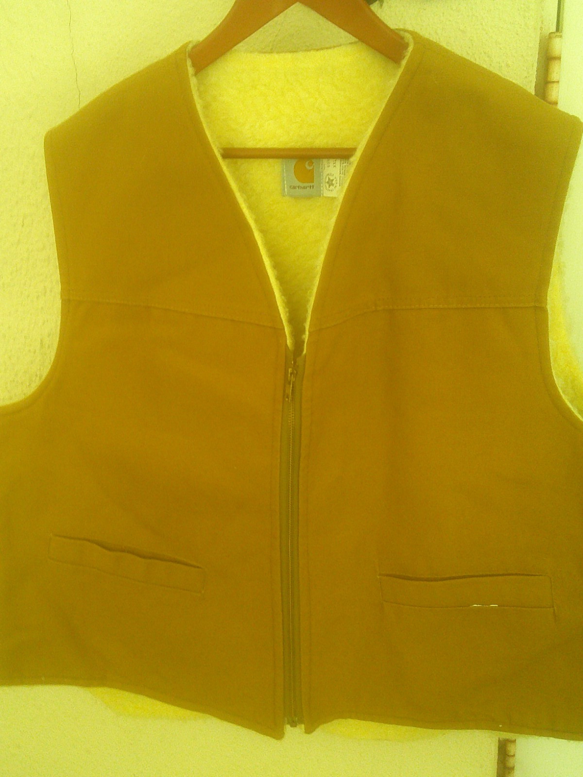 Vintage Carhartt USA 6SV Sherpa Lined XXL Canvas Duck Tan Work Vest Gilet NEW