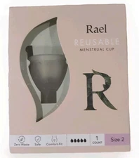 Rael Period Cup Soft Reusable Menstrual Cup for Women Medical-Grade Silicone Sz2