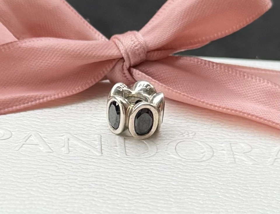 Original Pandora Charm „ovale Lichter “schwarz, Onyx 925 silber #790311CZK