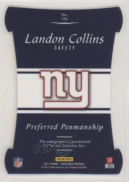 2017 Panini Preferred Preferred Penmanship Gold /10 Landon Collins #156 Auto - Image 2 of 2