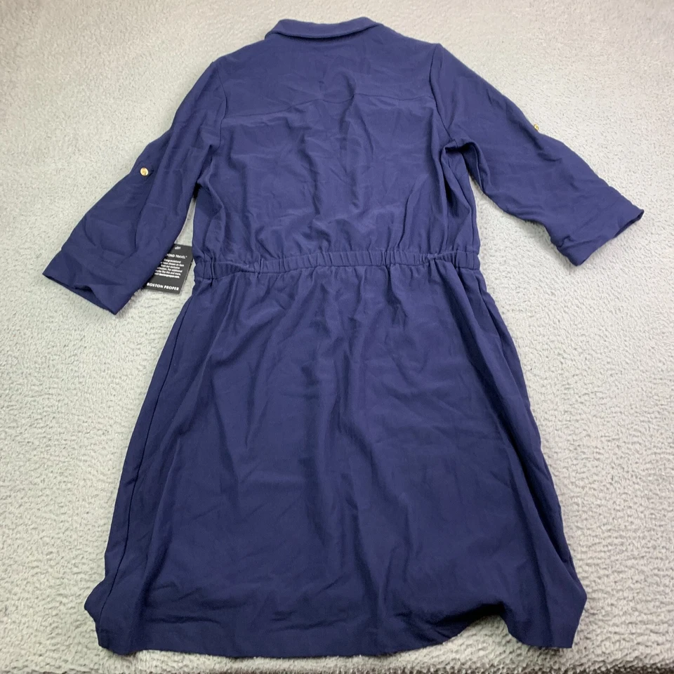 Vestido Boston Proper para mujer L frontal cremallera bolsillos de carga cintura ceñida mangas enrollables Foto 2 de 4