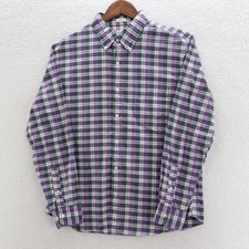 J.Crew Shirt Mens Large Purple Green Broken-In Oxford OCBD Slim Fit Plaid Preppy