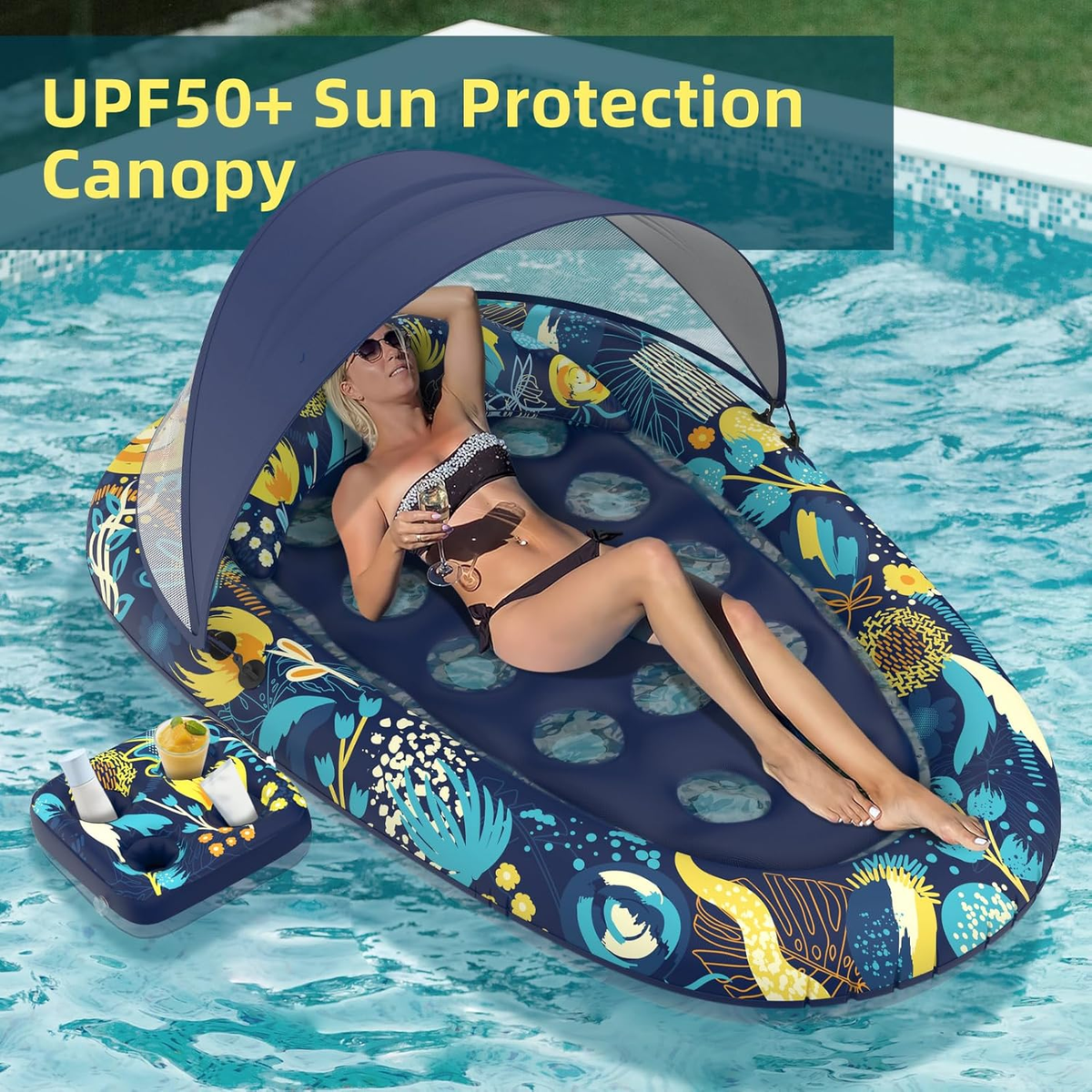 Pool Floats Sun Squad Pool Air Pump 3-In-1 Pool Floats With Canopy