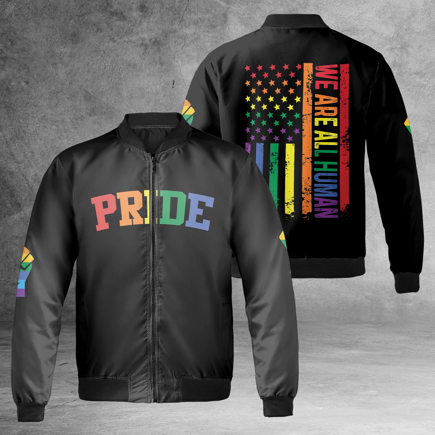 We Are Human Rainbow American Flag Pride Month LGBT Jacket