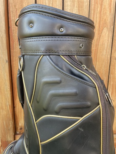 ⭐️Wilson Deep Red Staff Black leather Carry Golf Club Bag⭐️w/ Cover & Strap NICE - Picture 3 of 19