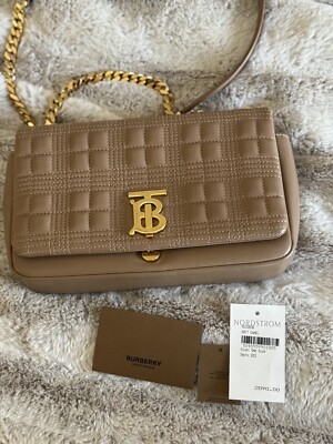 Burberry Quilted Lola Shoulder Bag Soft Camel