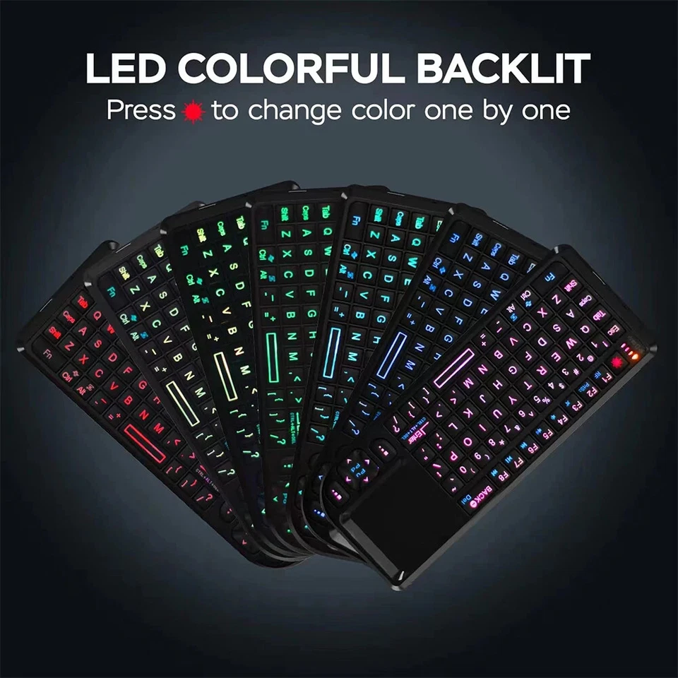 Keyboard 2.4G 7 Color Backlit English Russian Spanish French Touchpad Air Mouse - Image 2 of 4