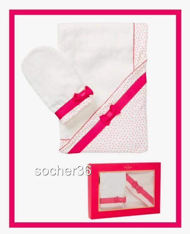 KATE SPADE INFANT GIRLS' HOODED TOWEL & MITT SET CREAM & SNAPDRAGON PINK NIB $58
Opens in a new wind