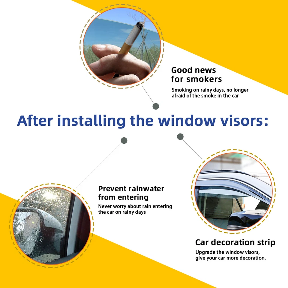 4x Smoke w/ Chrome Trim Sun/Rain Guard Vent Shade Window Visors Fit 13-16 CX-5 Foto 4 de 4