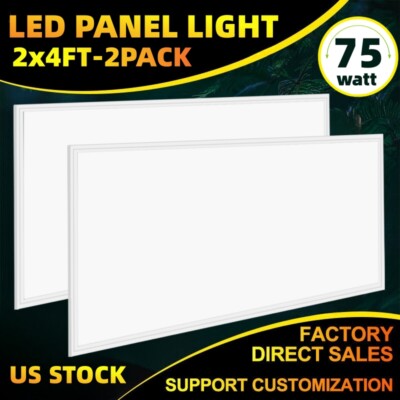 2 Pack 2X2FT LED Flat Panel Light 75W 7800LM Drop Ceiling Office Home Lights