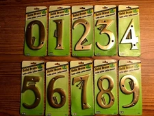 New Sealed - Hy-Ko 4" Solid Flat Brass House Numbers - BR90 Series