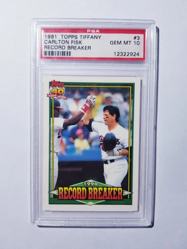 Carlton Fisk - PSA 10  GEM MT- 1991 Topps #3 -   1990 Record Breaker Pop 10