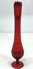 Fenton Swung Vase Thumbprint Ruby Red Stretch Pedestal 16" Flame Mouth MCM