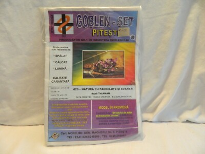 C-25 NEW GOBLEN-SET (GERMAN) COUNTED CROSS-STITCH KIT  NATURE WITH PANSIES & FAN