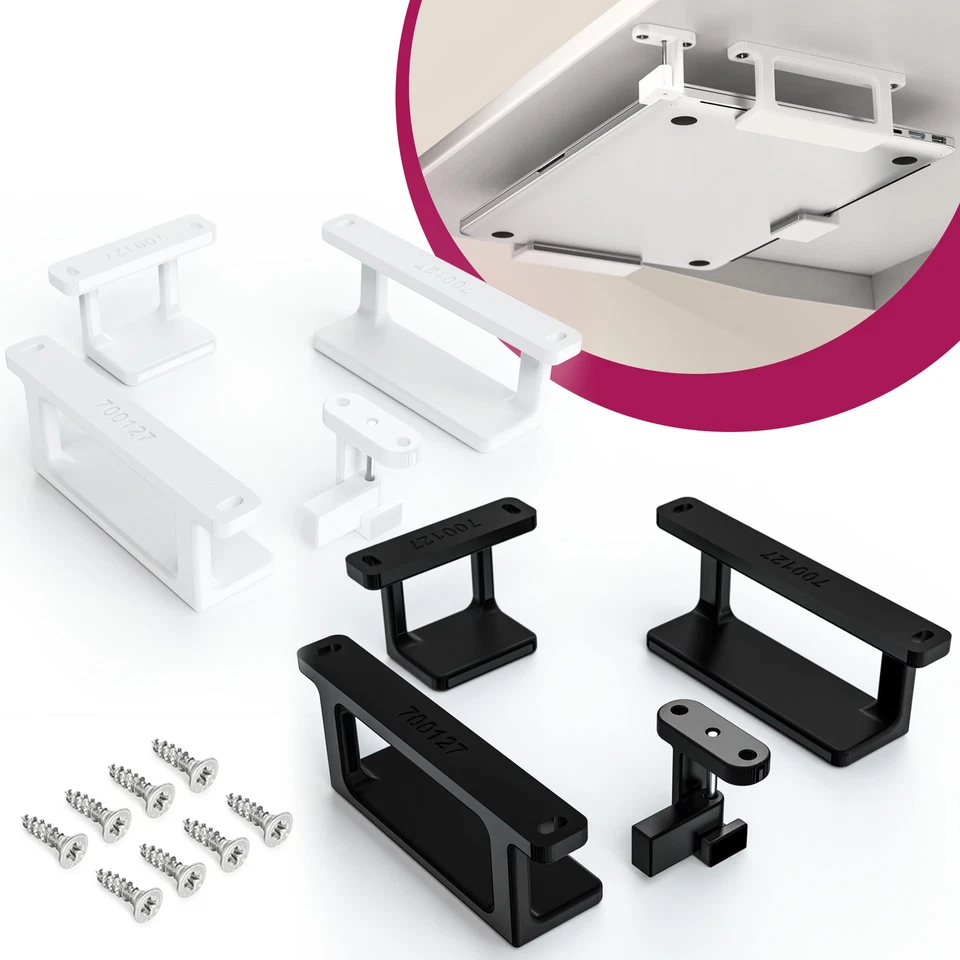 MOBILEFOX Soporte bajo mesa portátil con protección contra caídas adecuado para portátil MacBook