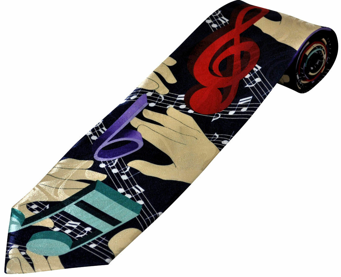 THE TIE STUDIO - Hands on Colorful Music Pattern Men's Novelty Tie
