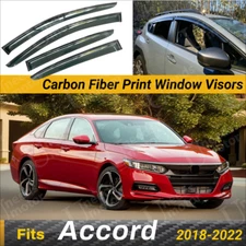 Carbon Fiber Print Window Vent Visors Rain Snow Guards Fits Honda Accord 2018-22