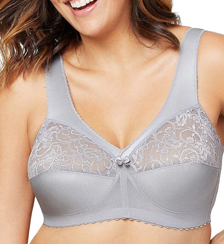 NWOT 44C GLAMORISE Gray Lace MAGICLIFT 1000 Full Figure WIREFREE Support Bra