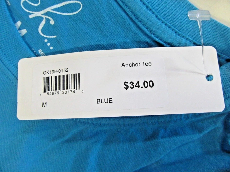 *** $34.00 Camiseta de Algodón Peek Niñas Mediana 6/7 Azul con Ancla Blanca - NUEVA Foto 3 de 4