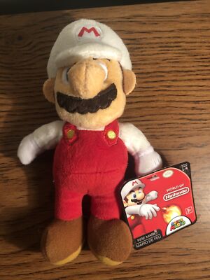 Super Mario World of Nintendo Fire Mario 7-Inch Plush HTF MARIO