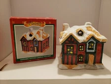 Holiday Ceramic Votive Candle Holder, Snow Covered House