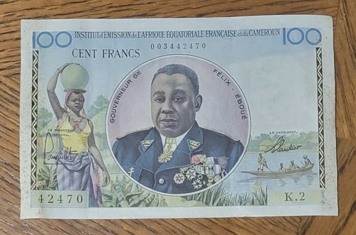Cameroun 100 francs (1961) , Crispy VF banknotes. Some stains, No pinholes.