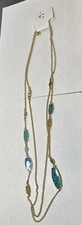 Charming Charlie Statement Necklace- Gold With Turquoise Accents