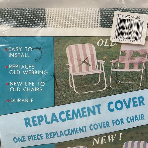One Piece Replacement Cover For Lawn Chair Vinyl Coated Polyester Green White - Picture 2 of 7