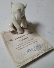 Lenox Porcelain Baby Elephant Figurine Sitting Trunk Up Gold Trim 2.75" tall