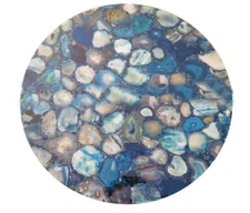 30"x30" Blue Agate Coffee Table, Handmade Side Table, Sofa Table, Kitchen Decor