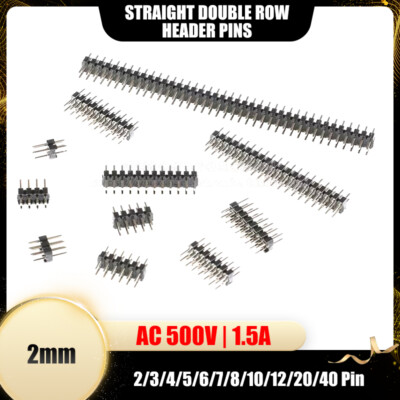 2mm Raster Header Pins Stiftleisten Dual Row 2*2/3/4/5/6/7/8/10/12/20/40 Pins