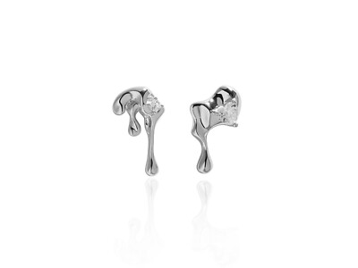 Gold Molten Stud Earrings, Silver Lava Stud Earrings, Metallic Liquid Earrings