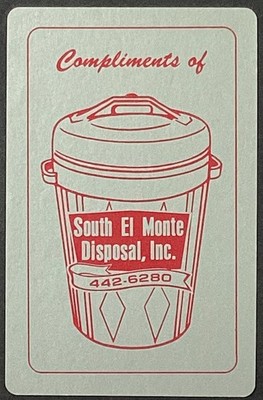 South El Monte Disposal Inc California Vintage Single Swap Playing Card