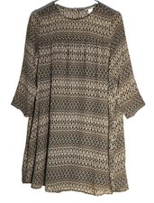 H&M Womens Bohemian Print Keyhole Back Lined Smock Dress Size 8 