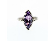 Vintage 925 Sterling Silver Amethyst Ring Size 6