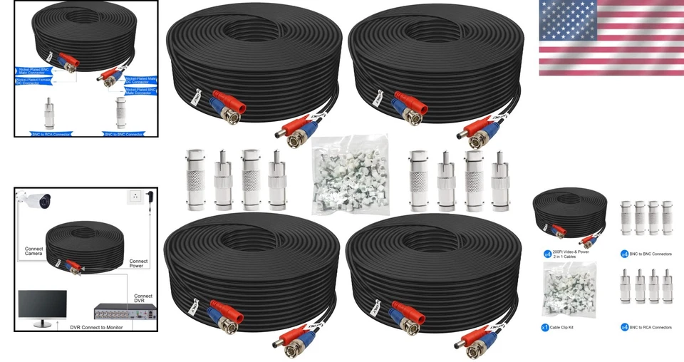 BNC Cable 4 Pack for Security Cameras - Image 2 of 4