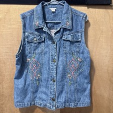 Vintage Denim Vest Womens Extra Large Blue Em...