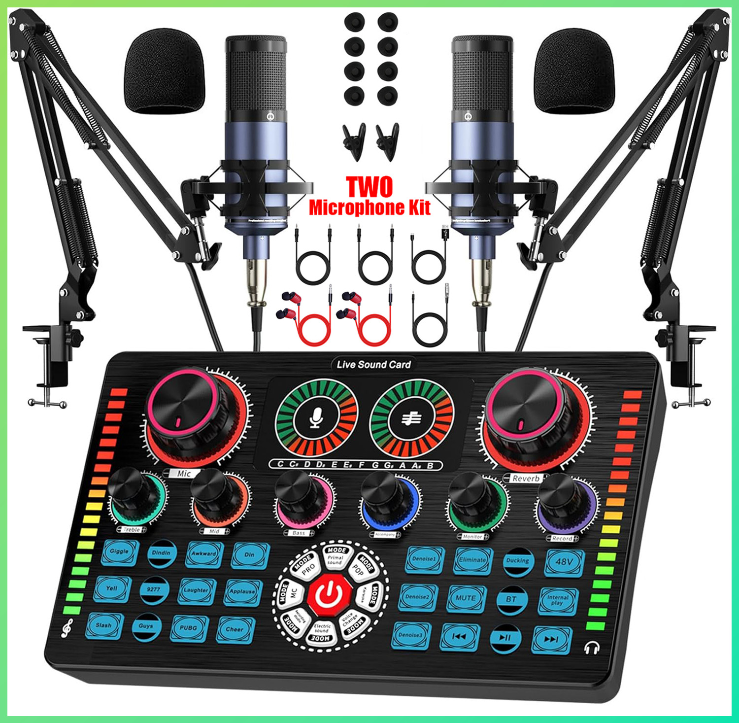 Bundle Music Mixer With 2 Microphones Kit