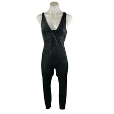 Fabletics Women's Black Snakeskin Twist Front Sleeveless Skinny Jumpsuit Size M