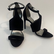NEW BCBG Dorryx High Heeled Black REAL Suede Open Toe Sandals 9.5 200