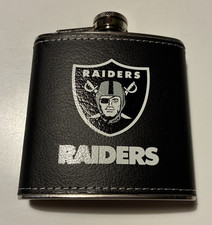 Black Leather Wrapped Raiders Flask 6 oz Stai...