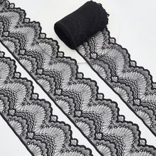 10.9 Yard 4 Inch Wide Sheer Lace Trim Black Lace Ribbon Elastic Trim 10.9 Yards