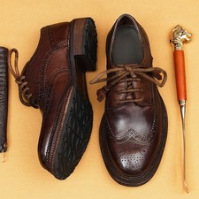 Mens Business Shoes Genuine Leather Business Handmade Brogue Dress Formal Shoes