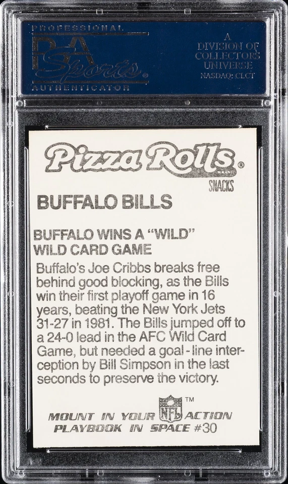 1986 JENO'S PIZZA #30 JOE CRIBBS PSA 8 - Image 2 of 2
