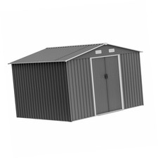 10X8 FT Outdoor Storage Shed, Metal Foundation  Lockable Doors, Tool Shed for
