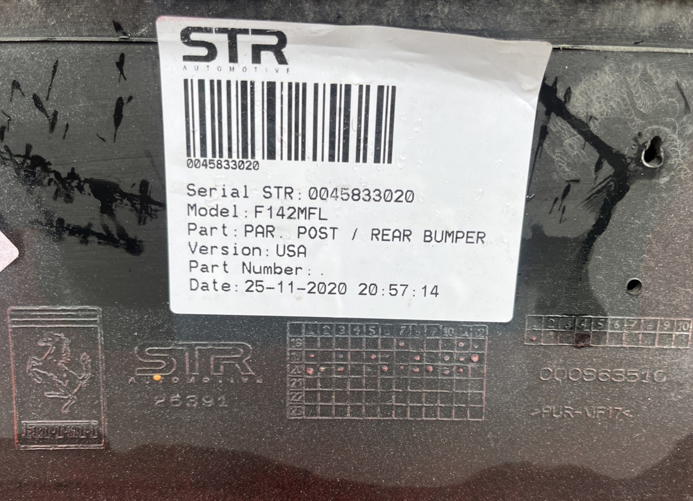 2019 2020 2021 2022 Ferrari F8 Rear Bumper Used Oem 000863516