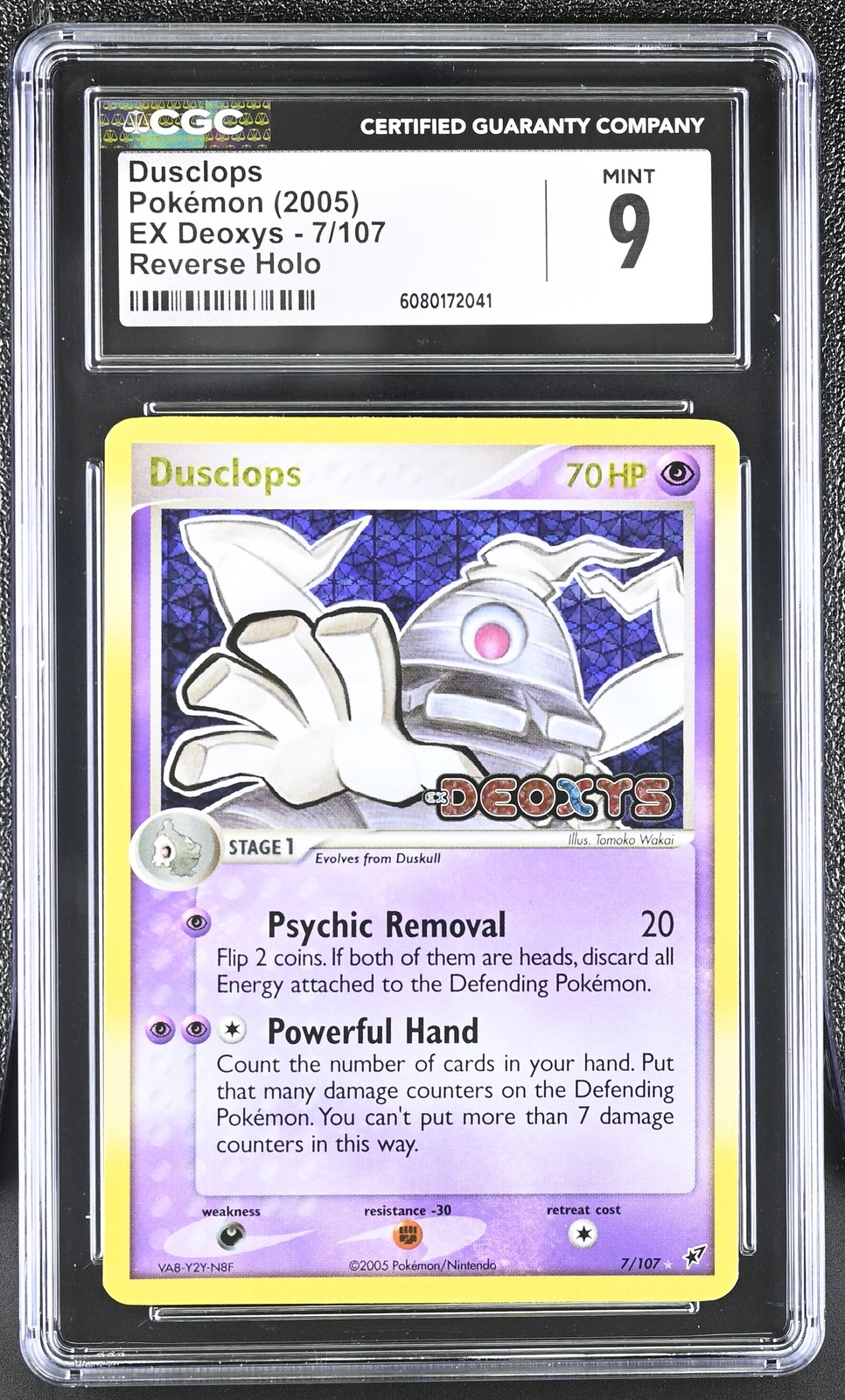 CGC 9 MINT Dusclops 2005 EX Deoxys 7/107 Reverse Holo Stamped Pokemon Card