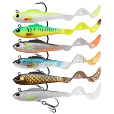 Pre-Rigged Soft Fishing Lures, Lifelike Paddle Tail Swimbaits for Bass Fishin...