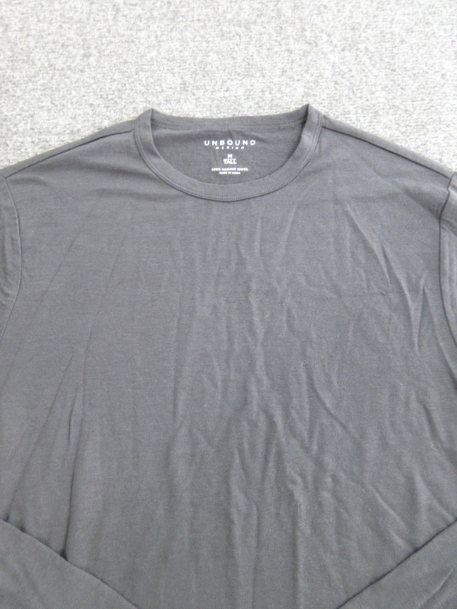 Unbound Merino Shirt Mens MT Tall Gray Long Sleeve Crewneck 100